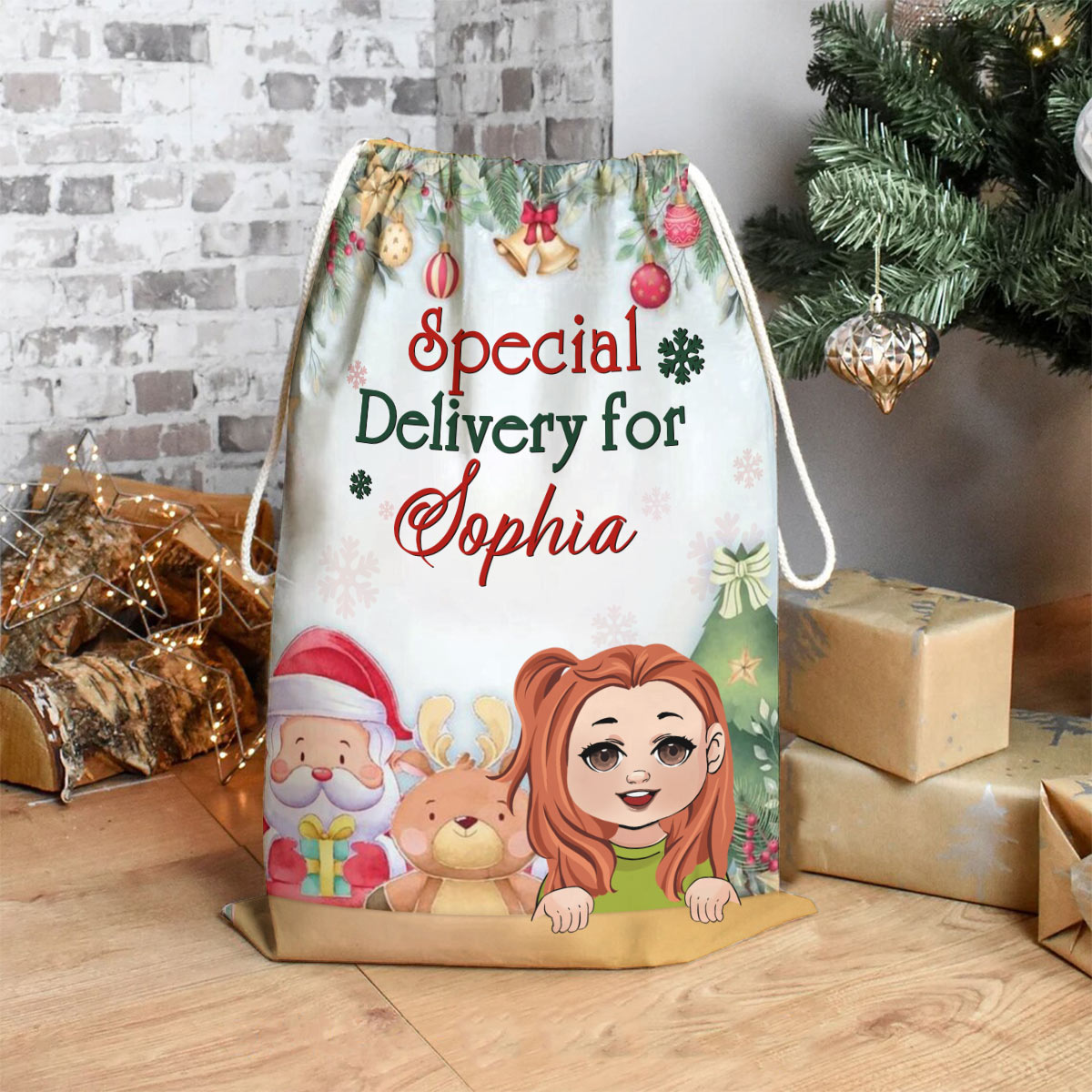 Special Delivery - Personalized Family Drawstring Tote Bag