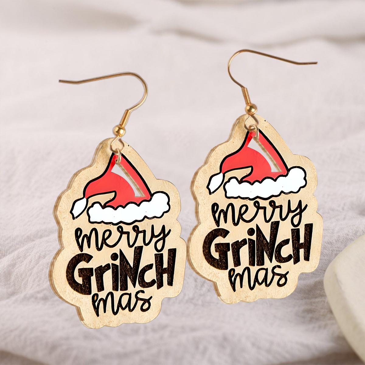 Joyeux Noël - Boucles d'oreilles en bois Stole Christmas