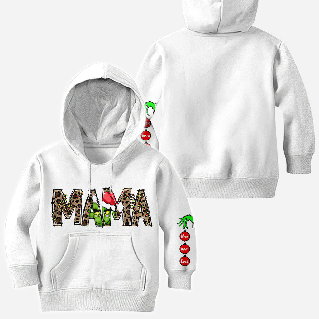 Sweat à capuche de Noël personnalisé pour maman - T-shirt de Noël personnalisé avec étole intégrale