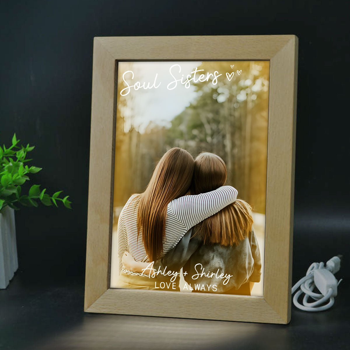 Meilleures amies pour toujours - Cadre photo lumineux personnalisé pour meilleures amies