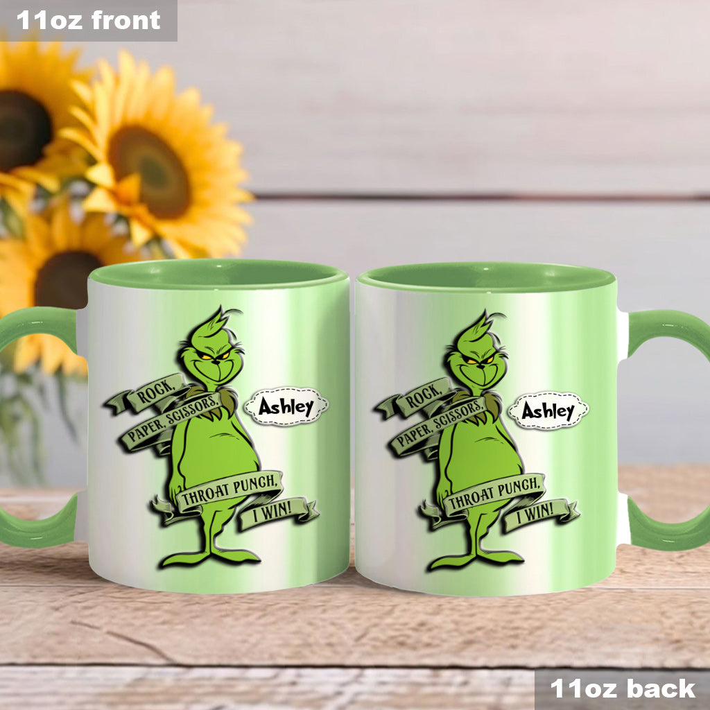Rock Paper Throat Punch - Personalized Stole Christmas Accent Mug