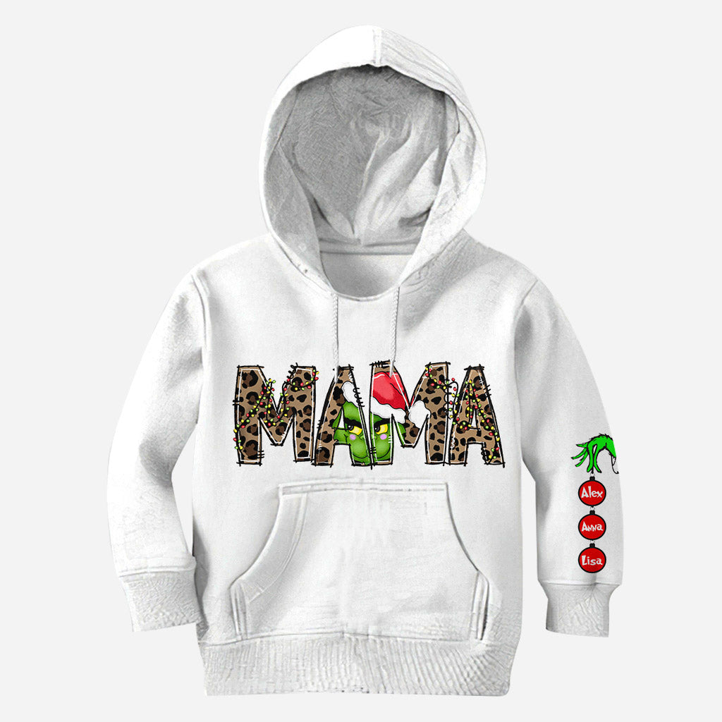 Sweat à capuche de Noël personnalisé pour maman - T-shirt de Noël personnalisé avec étole intégrale