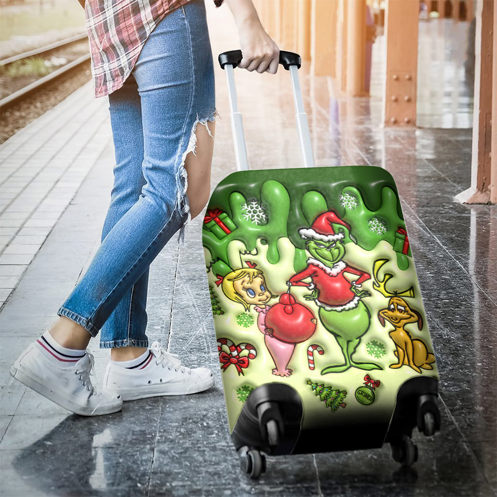 Joyeux Grinchmas - Housse de valise personnalisée avec étole de Noël