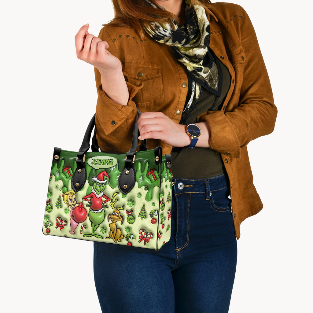 Joyeux Grinchmas - Étole de Noël personnalisée en cuir