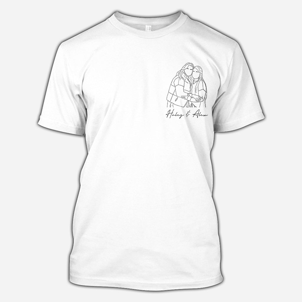 Besties Line Art - Personalized Bestie All Over Shirt