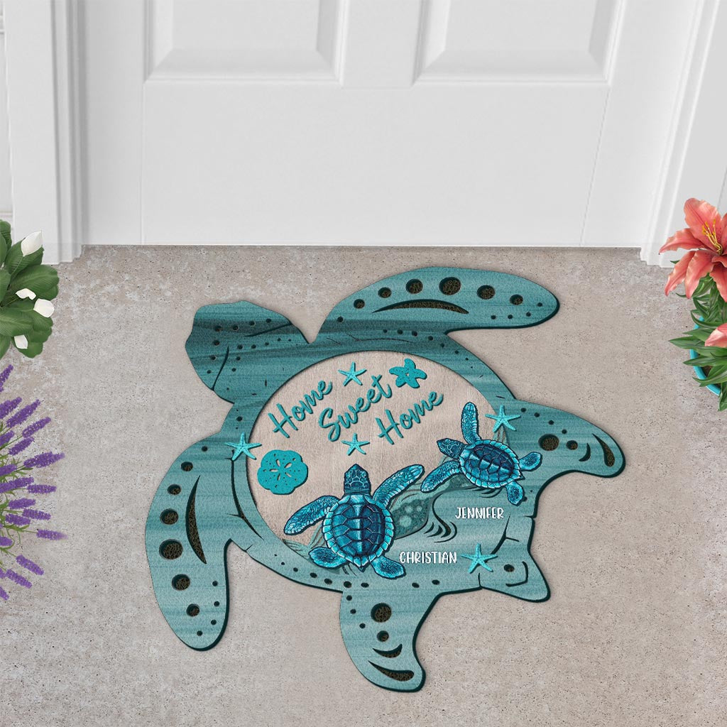 Couple génial de tortues - Paillasson personnalisé en forme de tortue