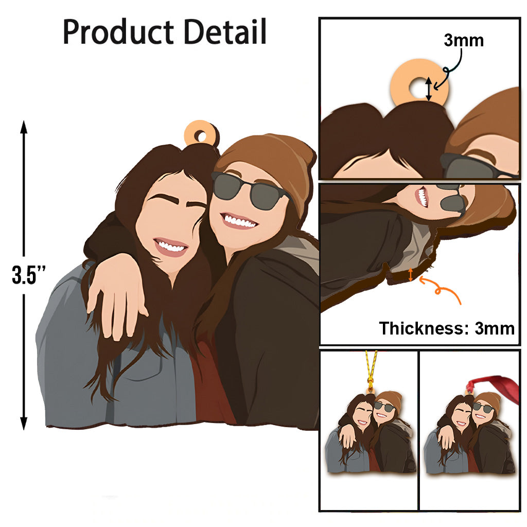 Custom Faceless Portrait Illustration - Personalized Family Ornament