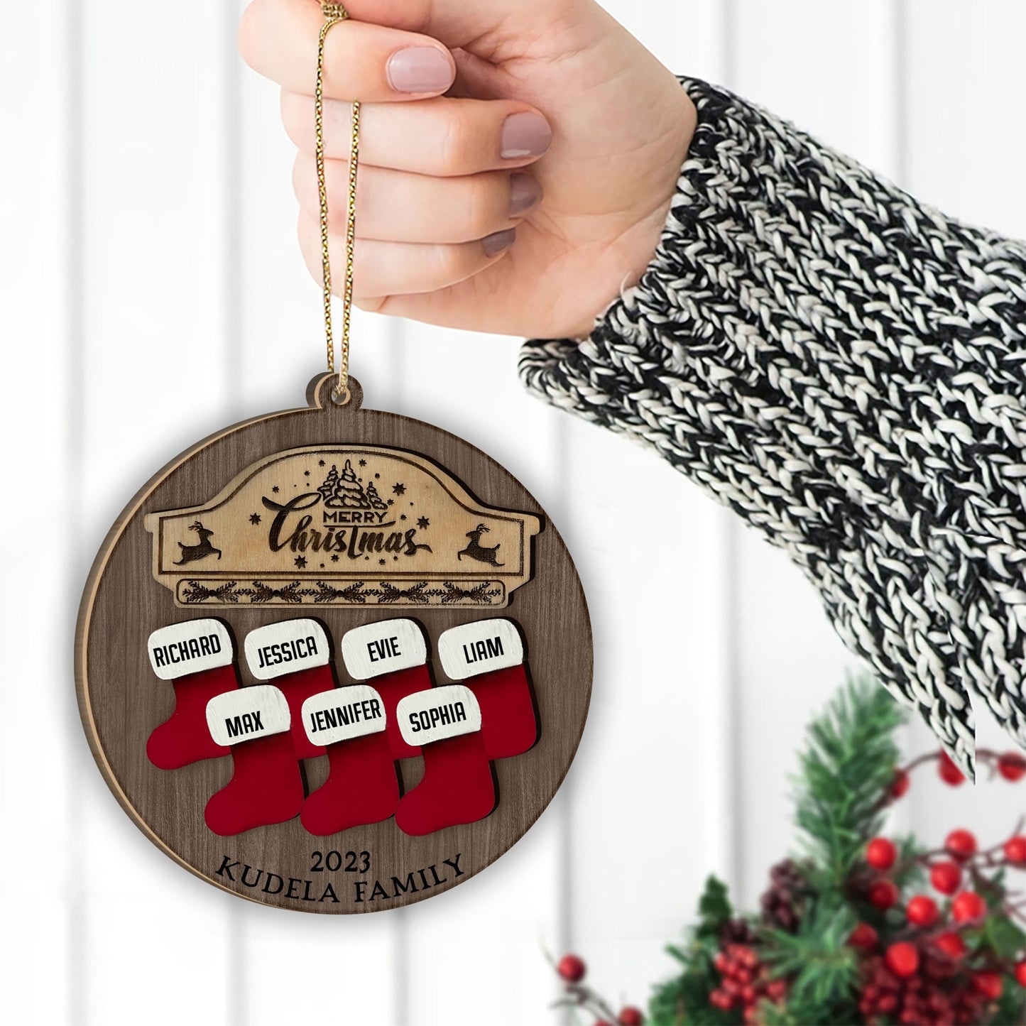 Notre Famille - Ornement familial personnalisé en deux parties