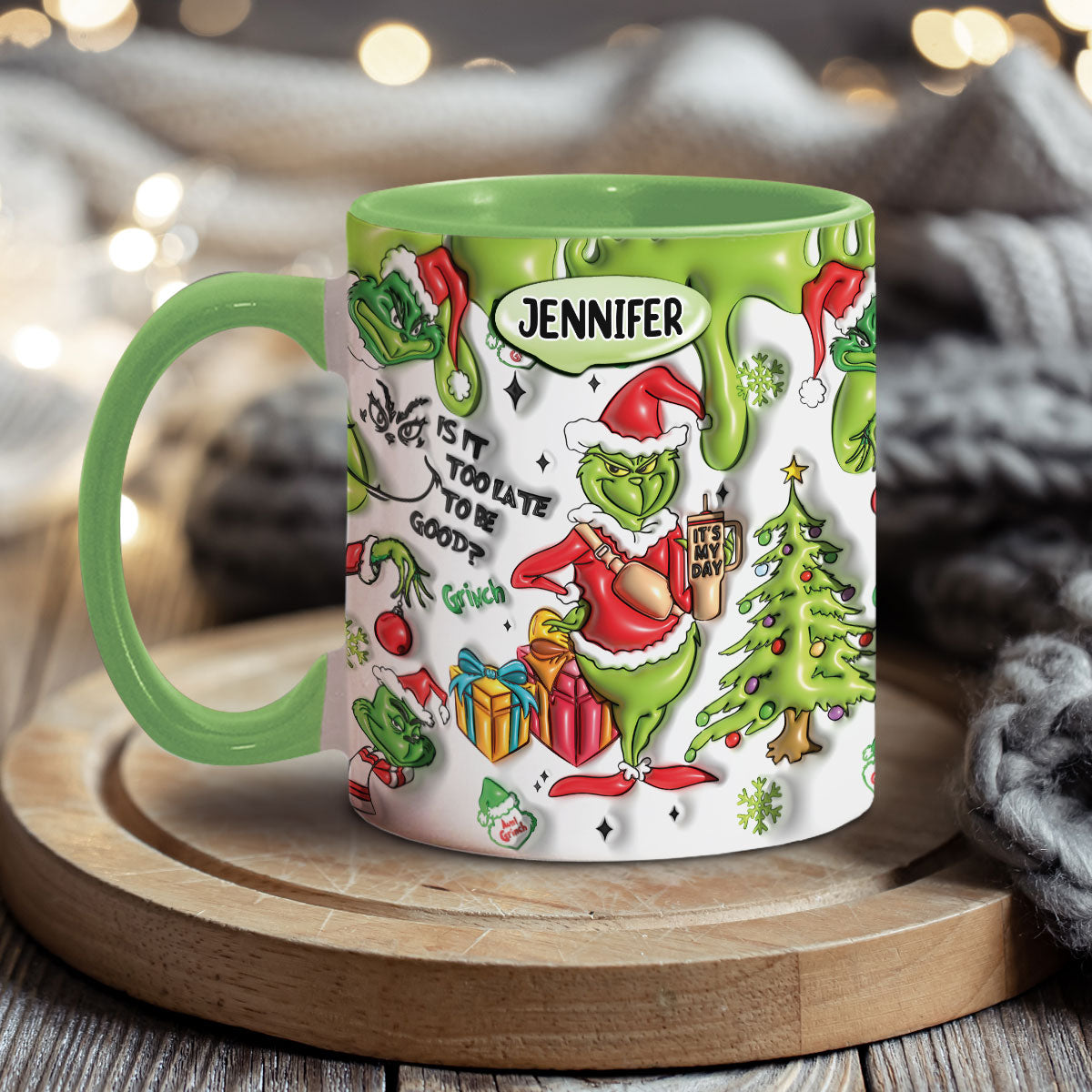Est-il trop tard pour être sage ? - Mug décoratif de Noël personnalisé avec étole