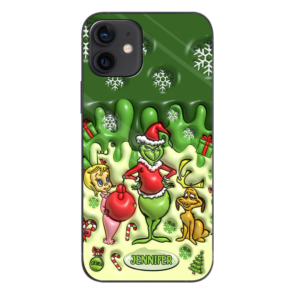 Joyeux Grinchmas - Coque de téléphone personnalisée avec étole de Noël