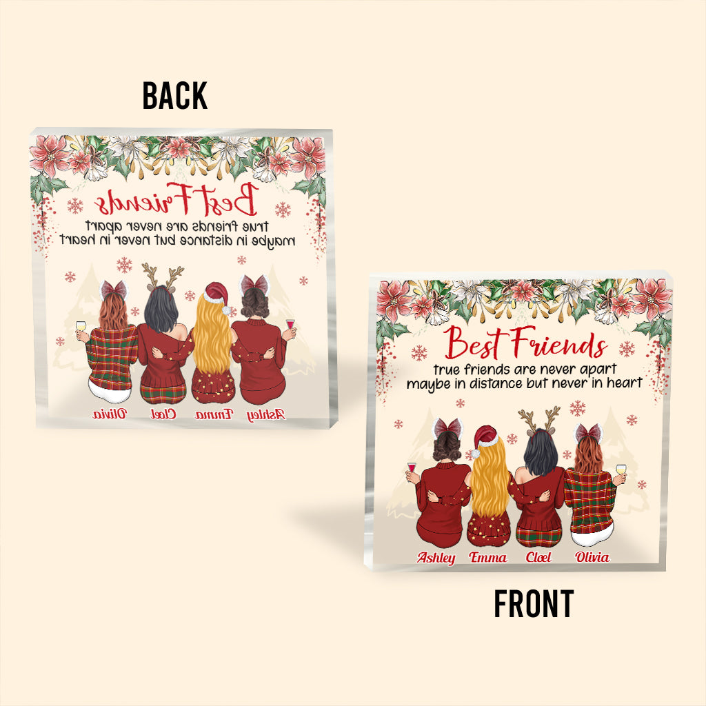 Les vrais amis ne se quittent jamais - Plaque acrylique personnalisée pour meilleure amie