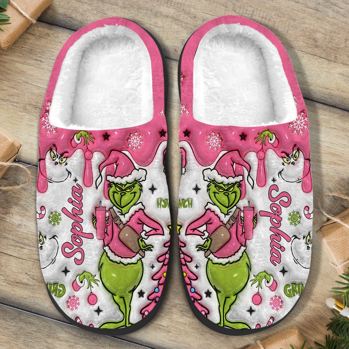 Merry Grinchmas - Personalized Stole Christmas Slippers