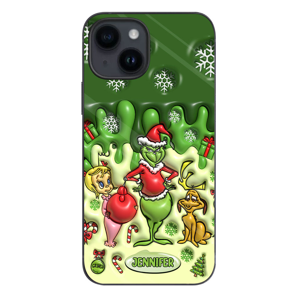 Joyeux Grinchmas - Coque de téléphone personnalisée avec étole de Noël