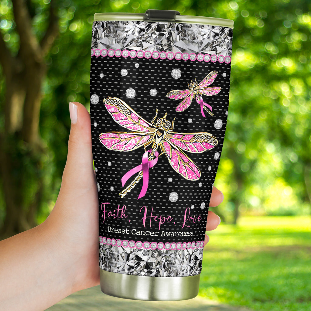 Gobelet Faith Hope Love - Sensibilisation au cancer du sein avec motif strass 0622