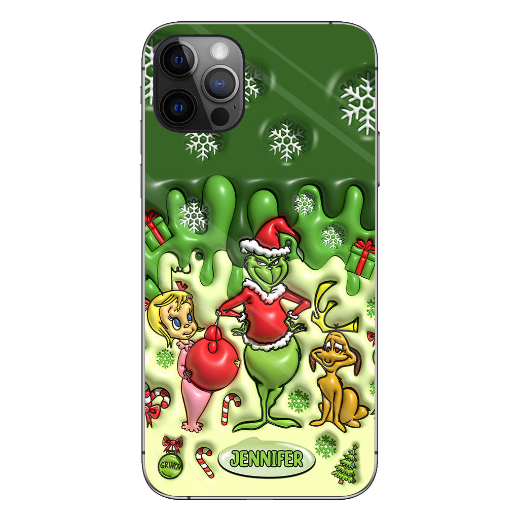 Joyeux Grinchmas - Coque de téléphone personnalisée avec étole de Noël