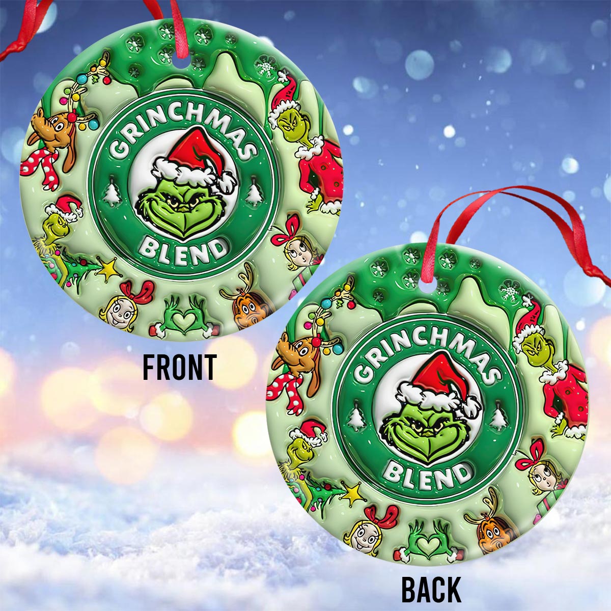 Merry Christmas - Personalized Stole Christmas Ceramic Circle Ornament