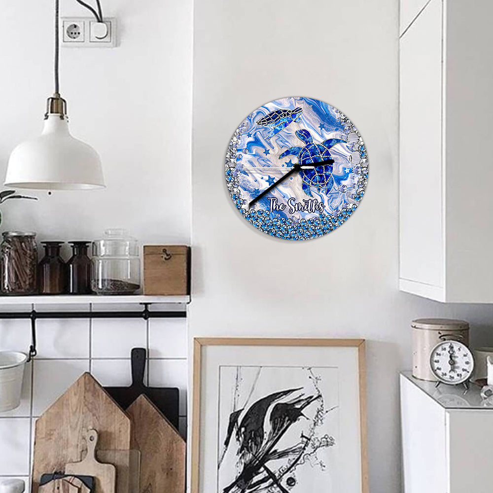 Horloge murale personnalisée Tortues bleues