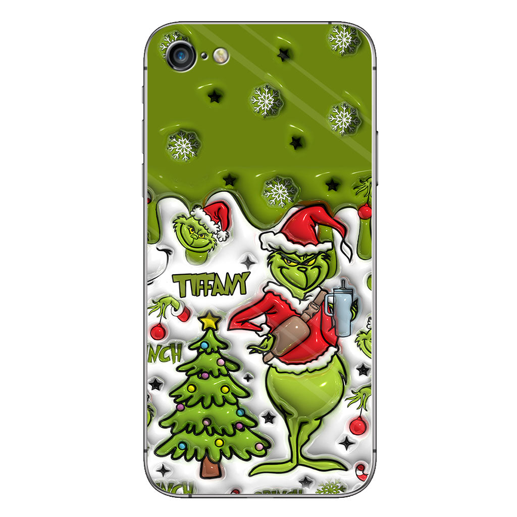 Joyeux Grinchmas - Coque de téléphone personnalisée avec étole de Noël