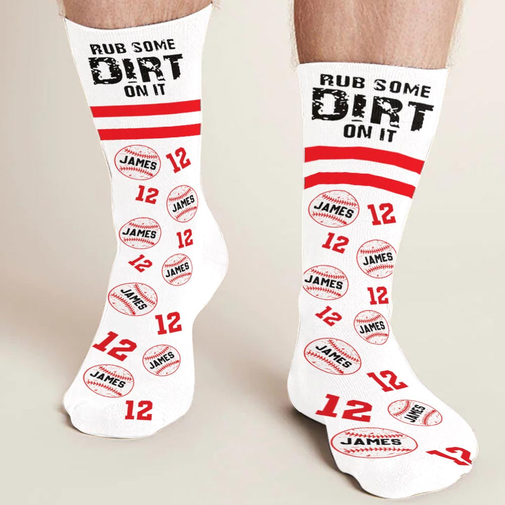 Chaussettes de baseball personnalisées « Frottez-y de la terre »