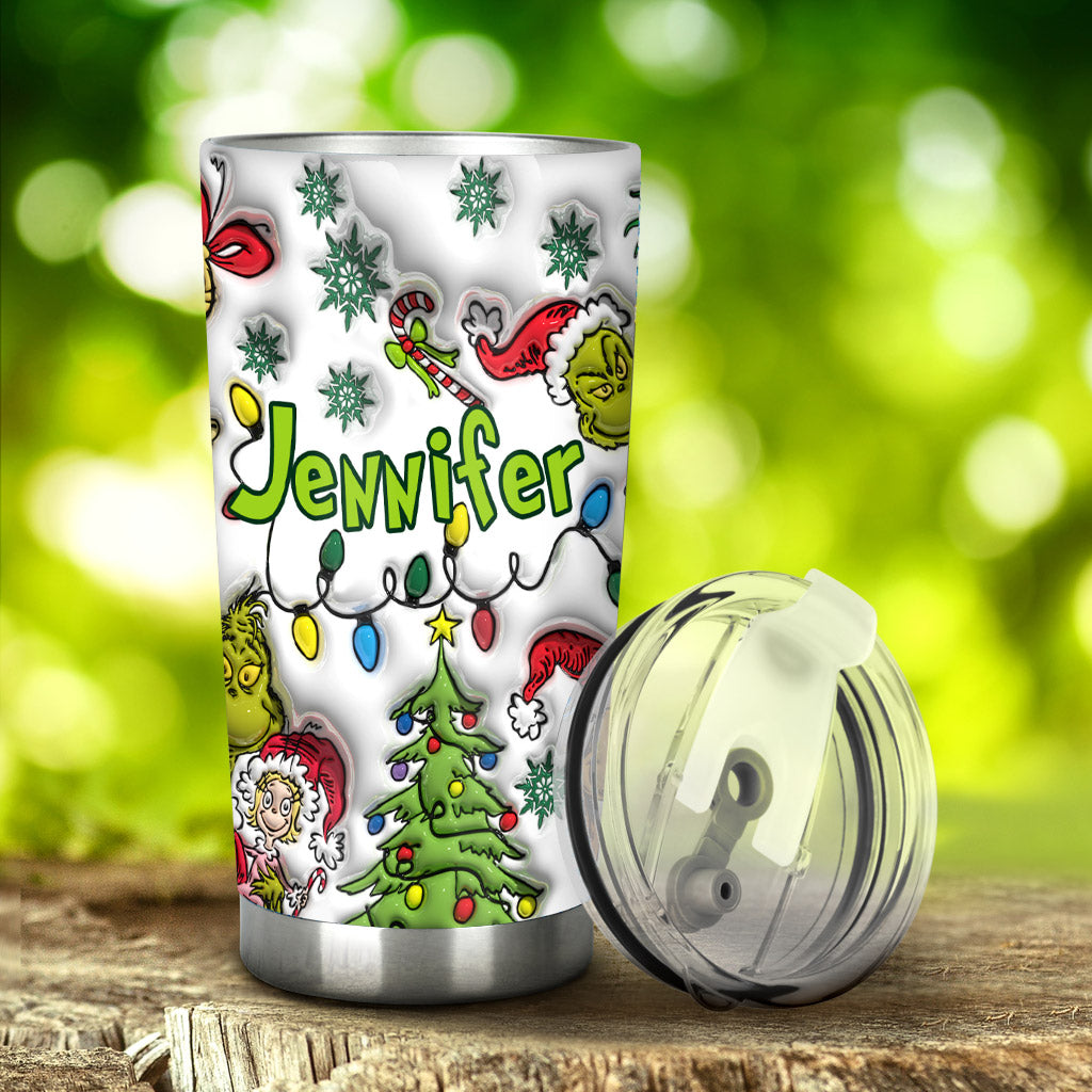 Joyeux Grinchmas - Gobelet de Noël personnalisé avec étole