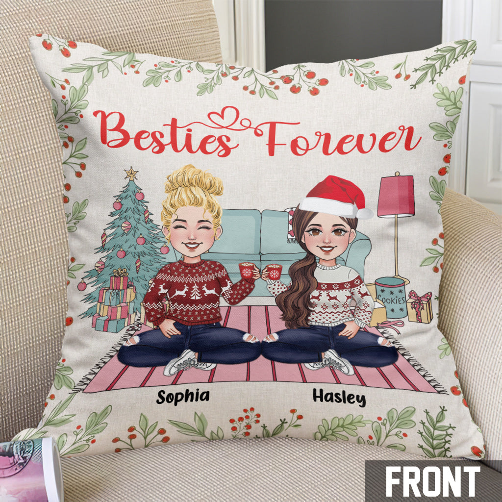 Meilleures amies pour toujours - Coussin décoratif personnalisé pour meilleures amies
