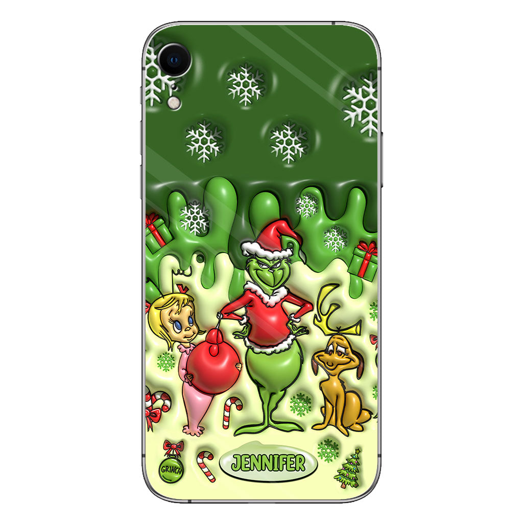 Joyeux Grinchmas - Coque de téléphone personnalisée avec étole de Noël