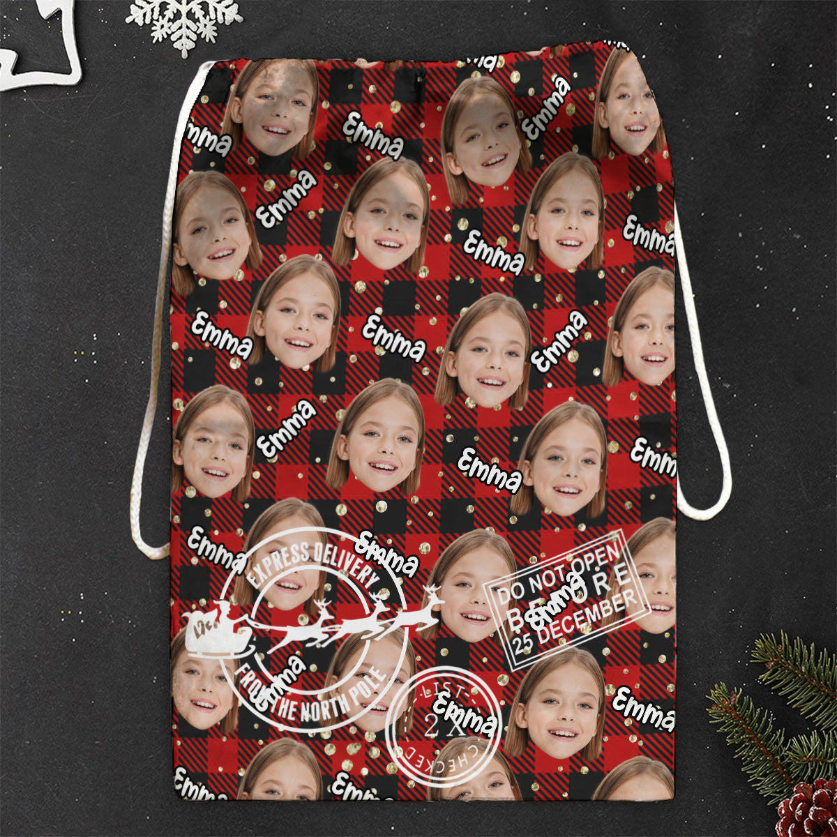 Livraison spéciale Noël Cute Faces - Sac fourre-tout de Noël personnalisé pour grand-mère
