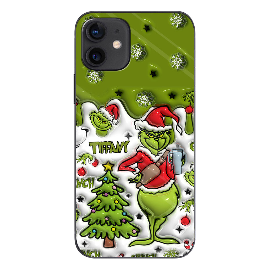 Joyeux Grinchmas - Coque de téléphone personnalisée avec étole de Noël