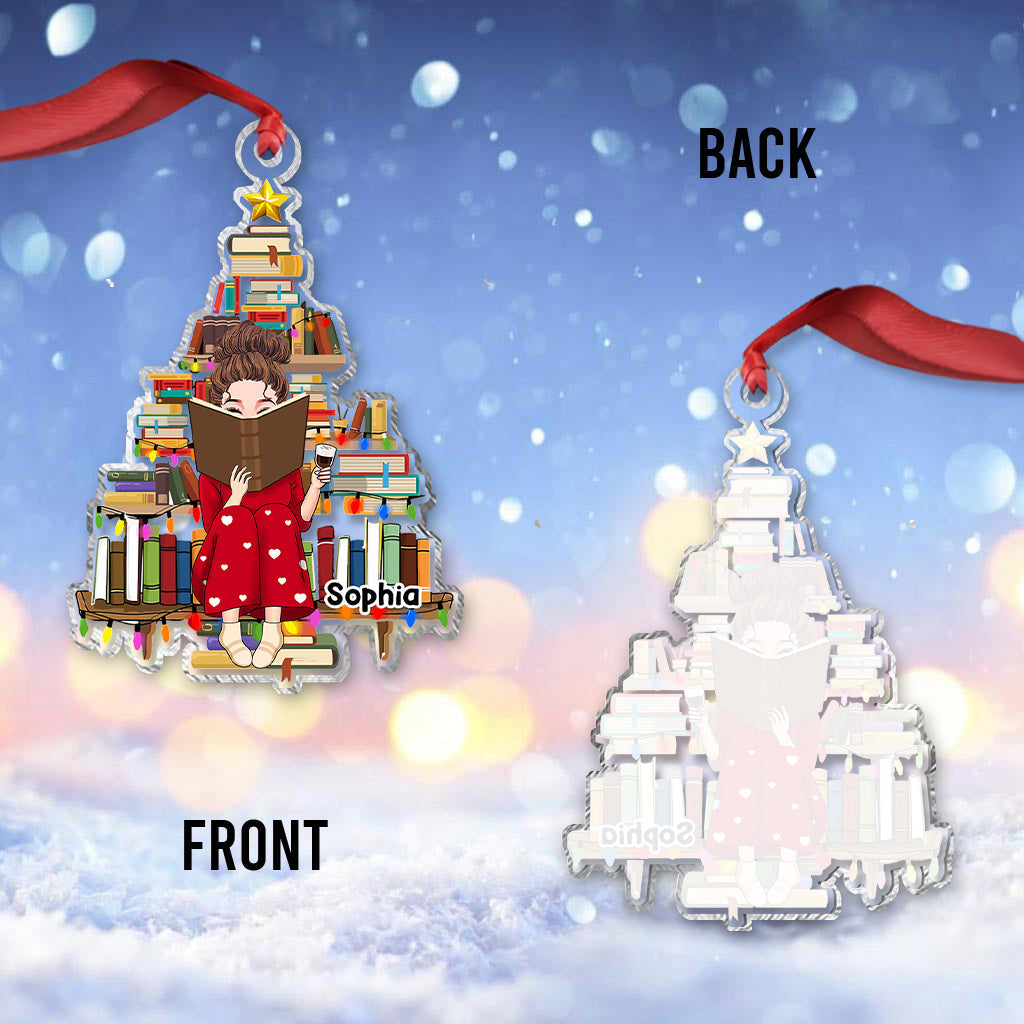 Juste une fille qui aime les livres - Ornement transparent personnalisé en forme de livre