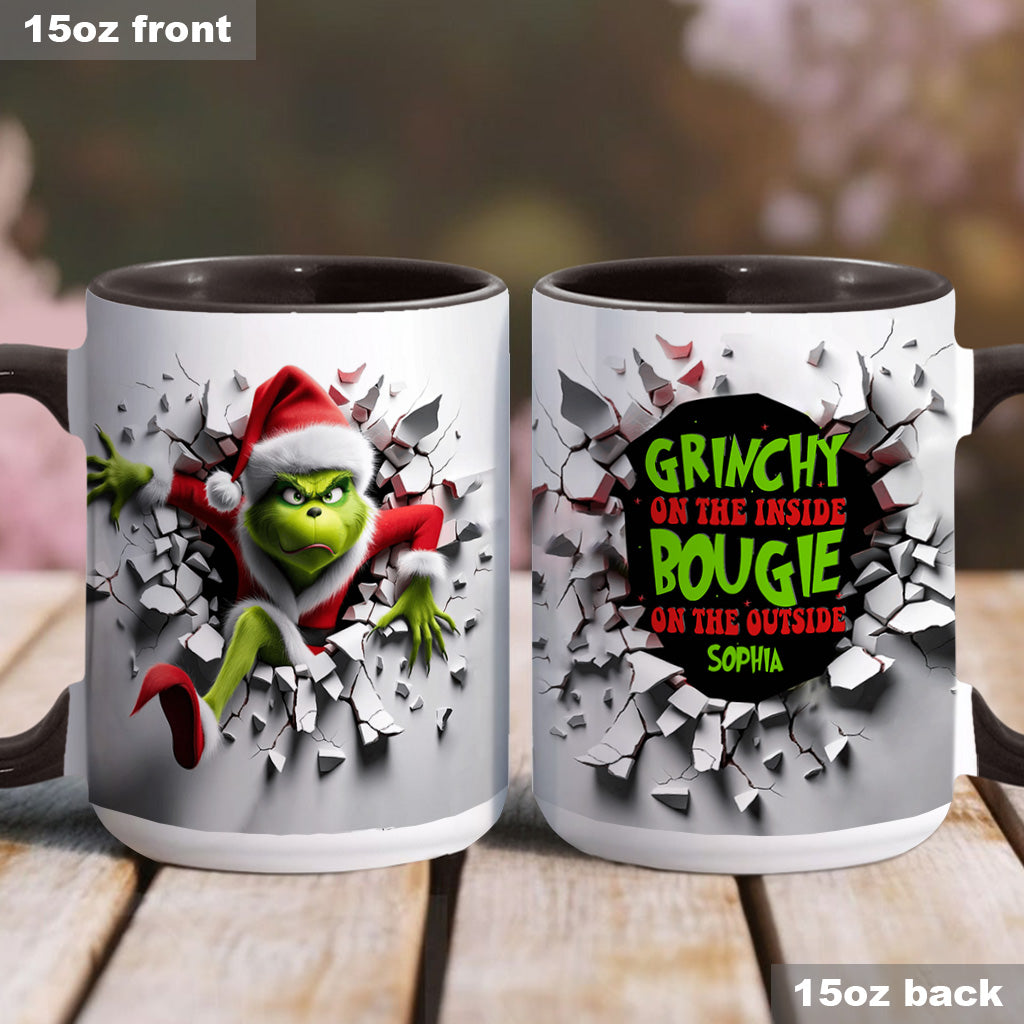 Grinchy On The Inside - Personalized Stole Christmas Accent Mug