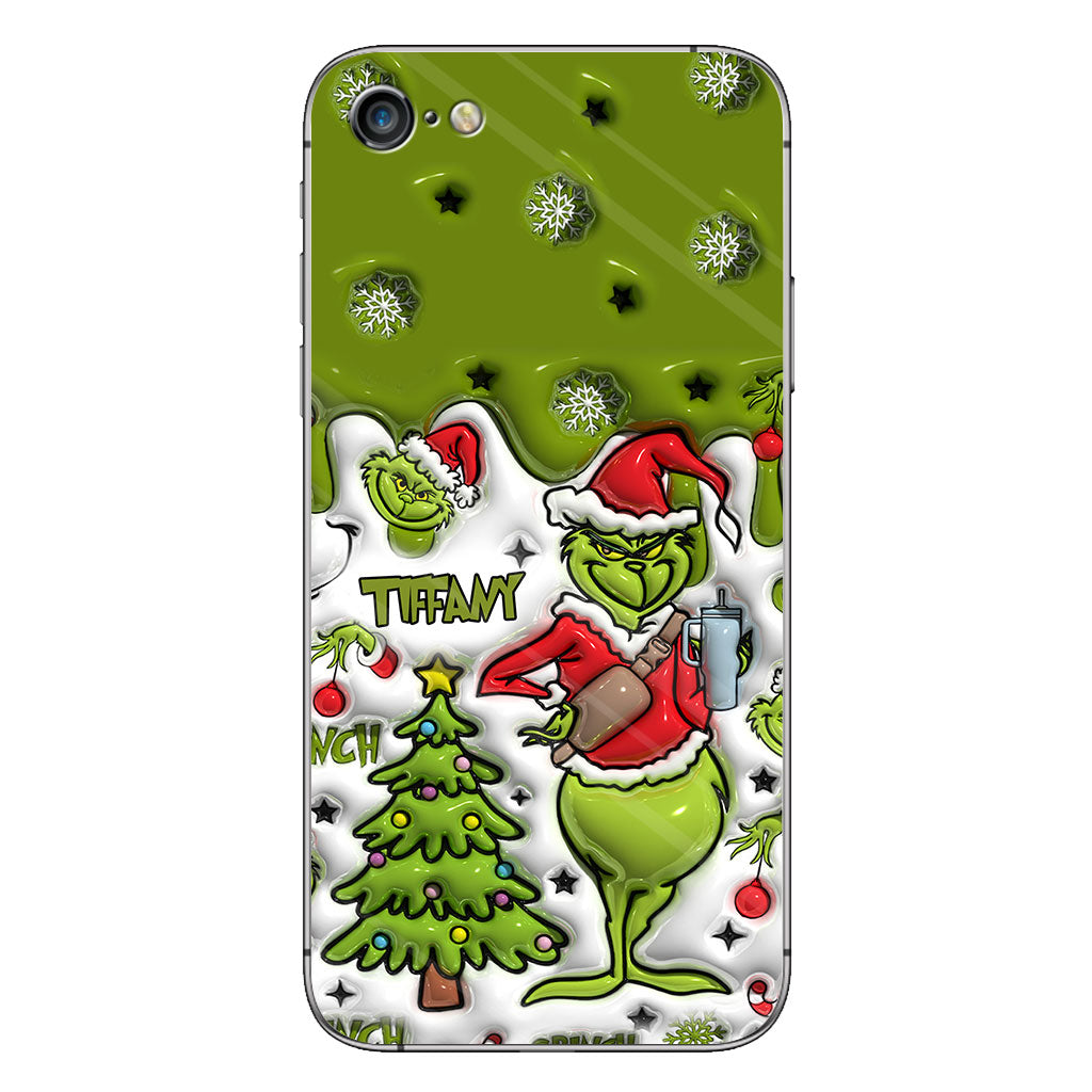Joyeux Grinchmas - Coque de téléphone personnalisée avec étole de Noël