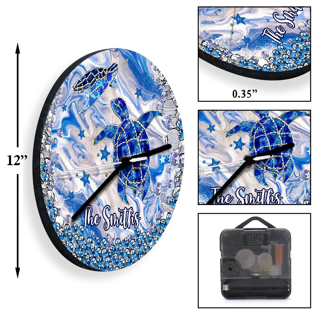 Horloge murale personnalisée Tortues bleues