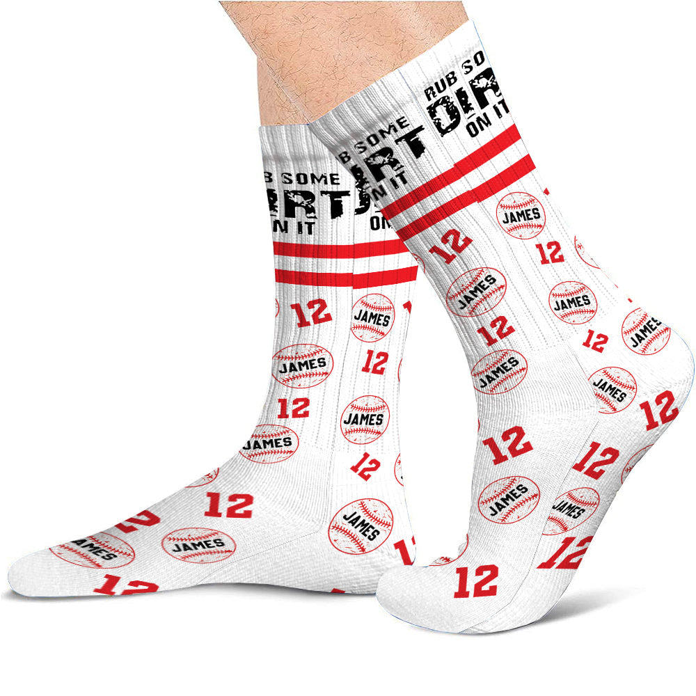 Chaussettes de baseball personnalisées « Frottez-y de la terre »