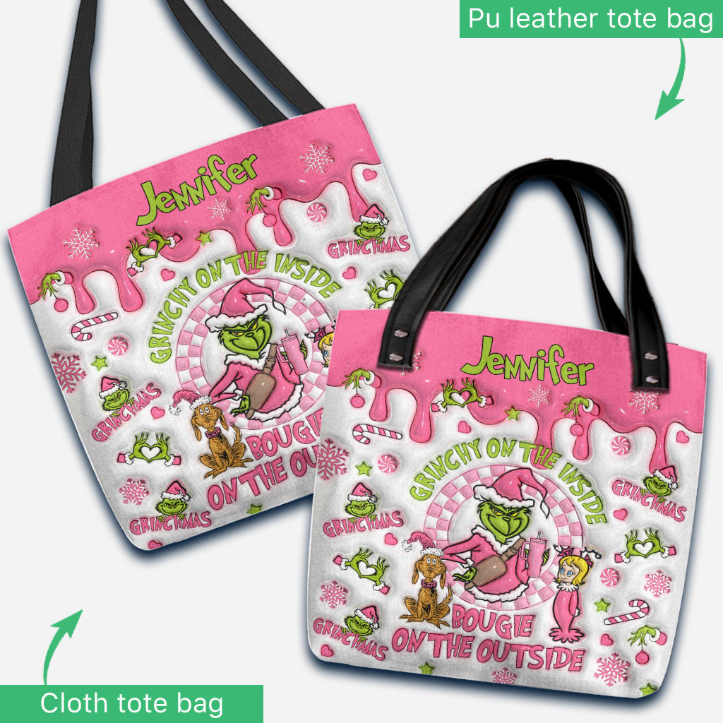 Grinchy On The Inside - Personalized Stole Christmas Tote Bag