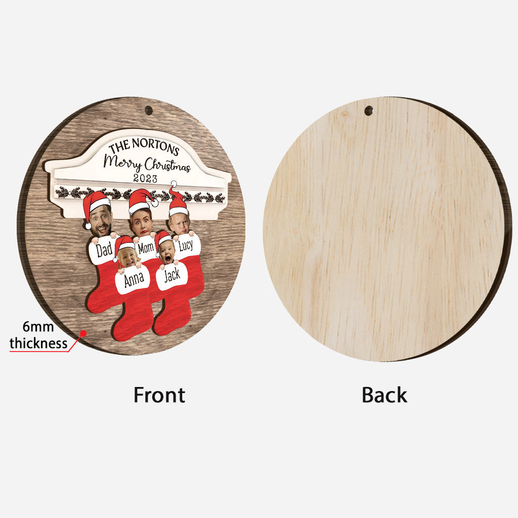 Family Name Christmas Tree Many Colors - Personalized Family Layered Wood Ornament