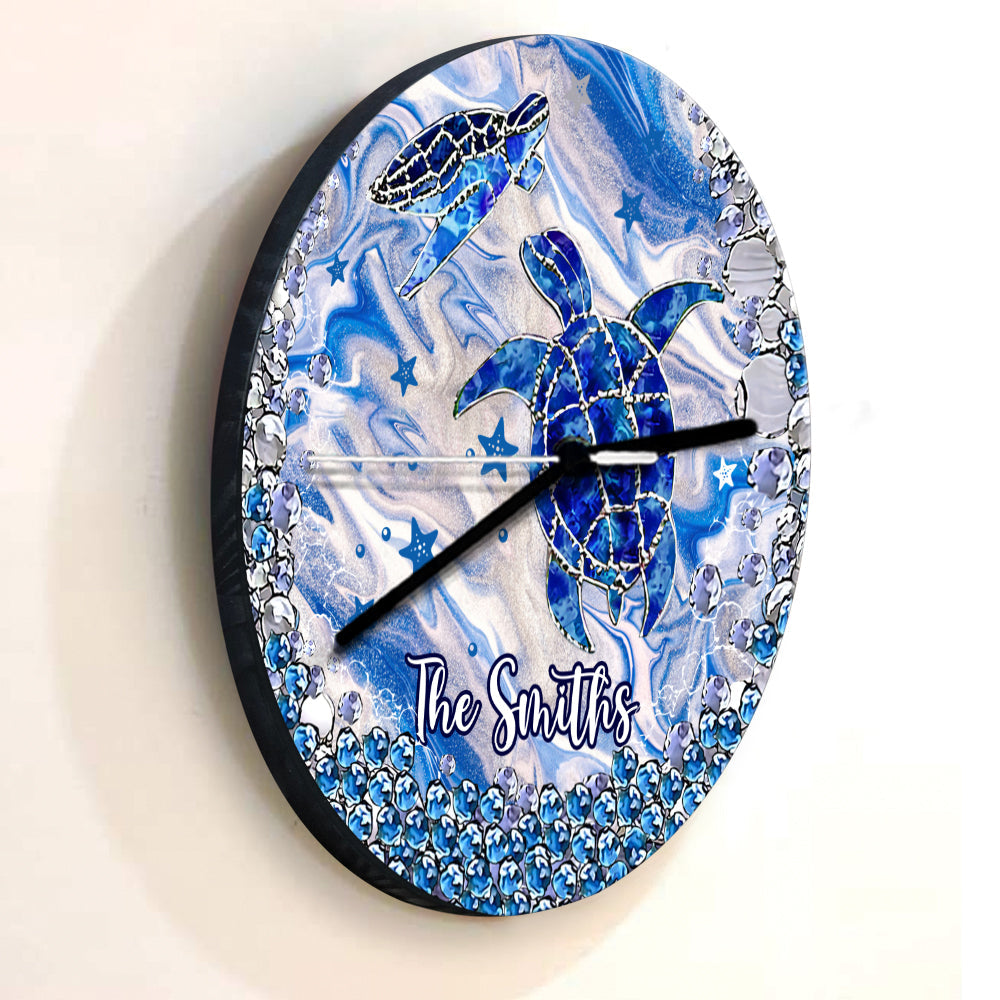 Horloge murale personnalisée Tortues bleues