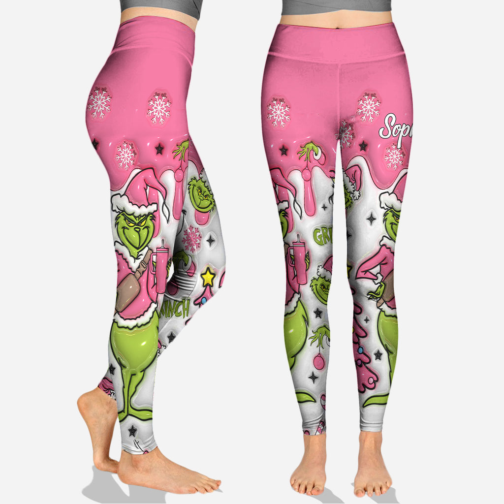 Sweat à capuche et legging personnalisés avec flocons de neige roses et prénom
