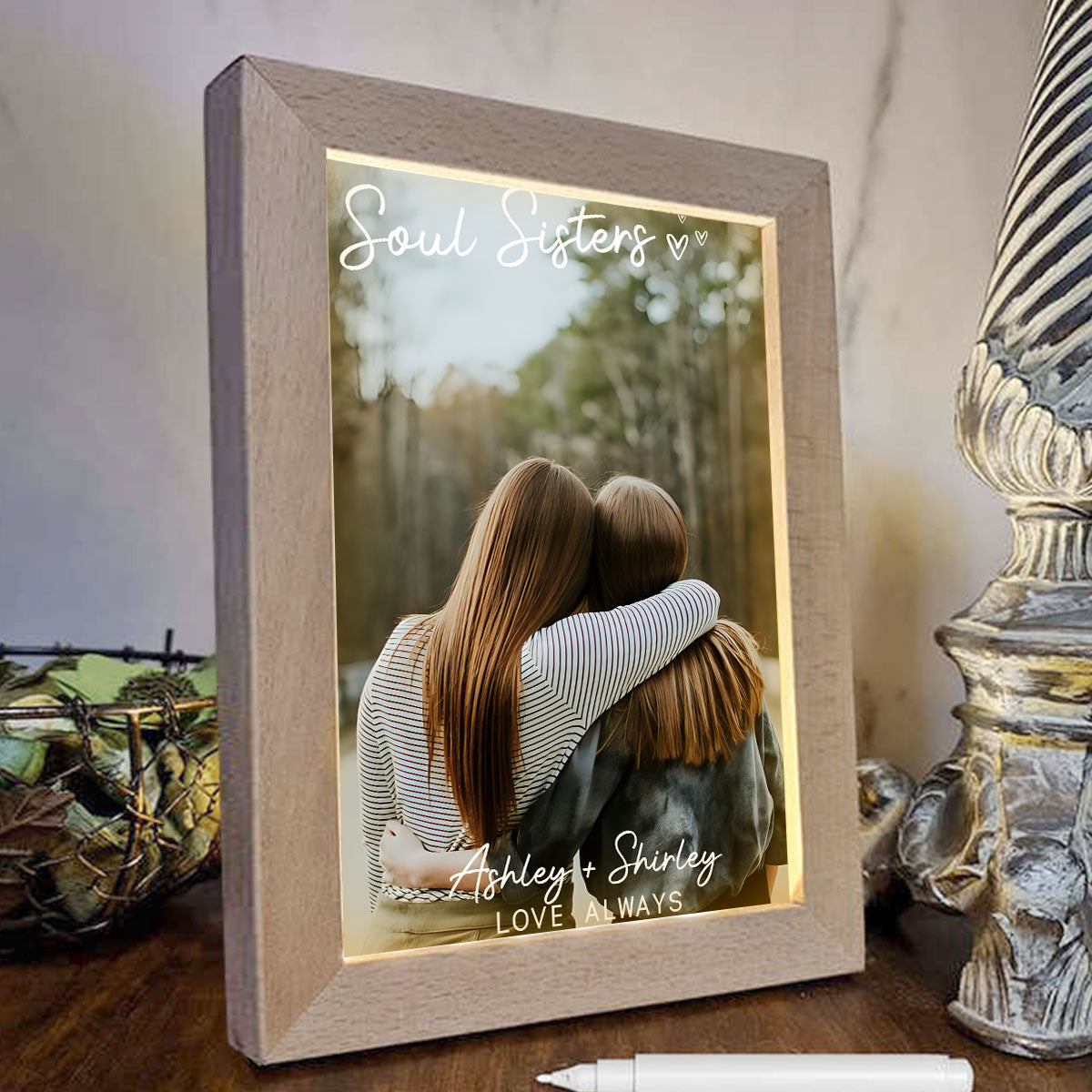 Meilleures amies pour toujours - Cadre photo lumineux personnalisé pour meilleures amies