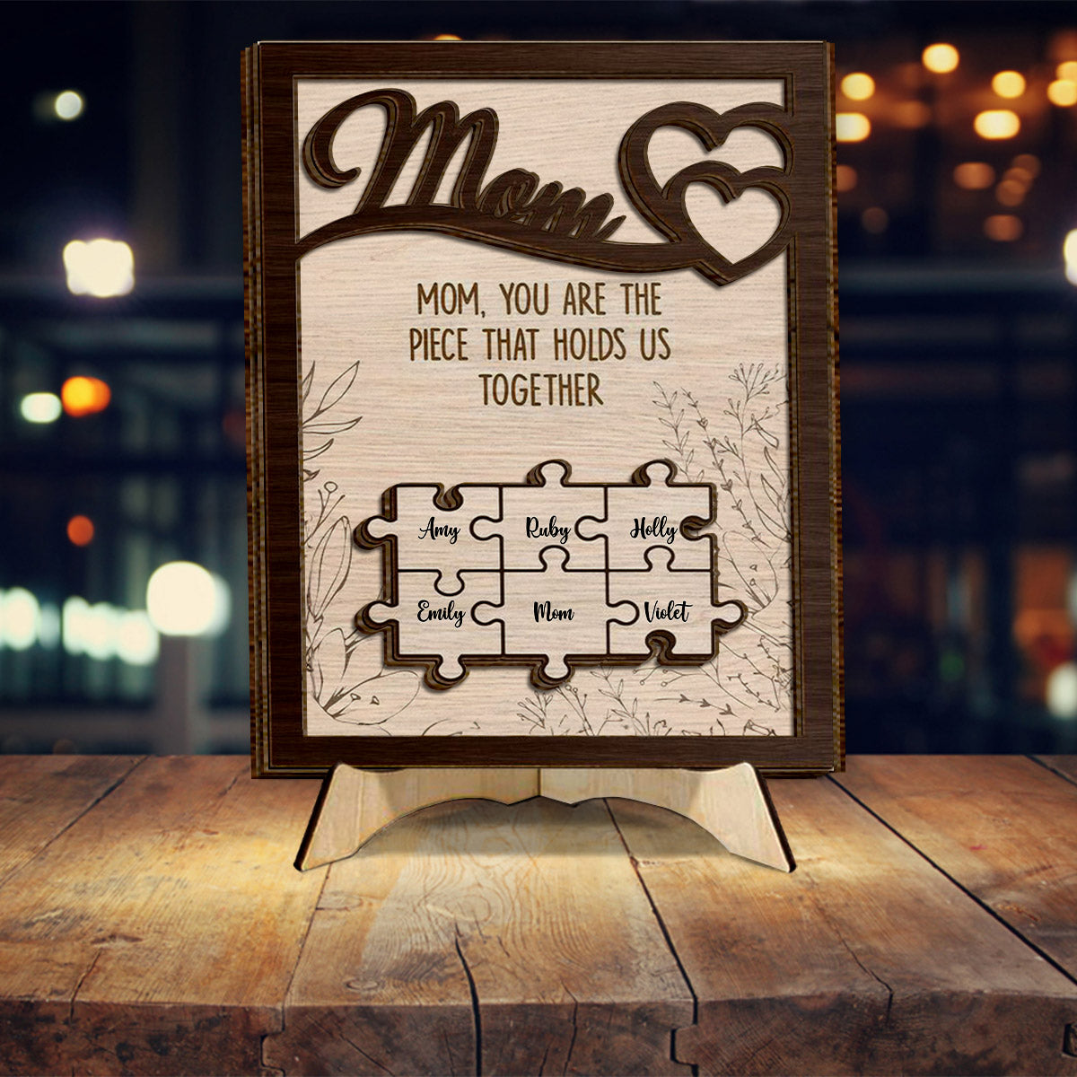 Tu es notre pilier - Plaque en bois personnalisée pour maman (2 couches)