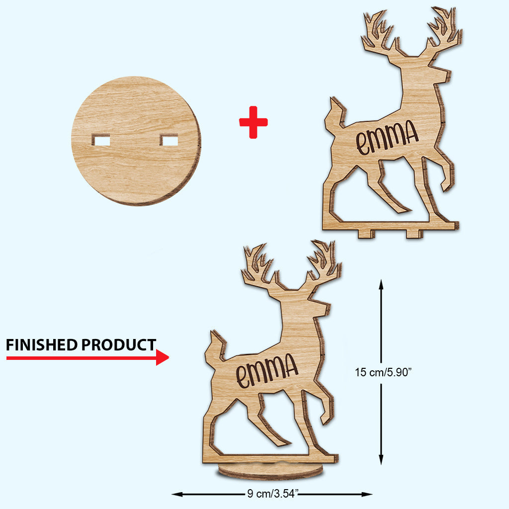 Famille de rennes - Plaque en bois personnalisée à poser