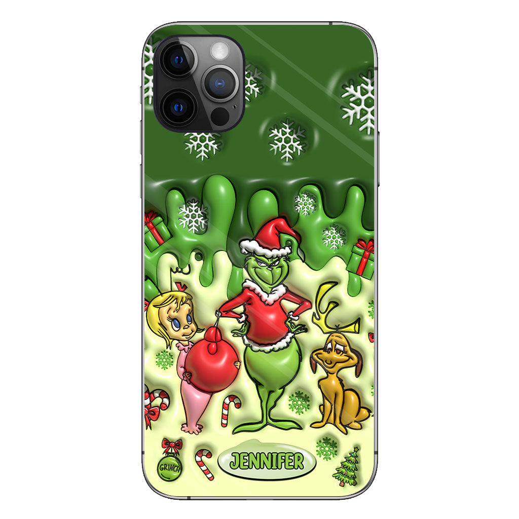 Joyeux Grinchmas - Coque de téléphone personnalisée avec étole de Noël