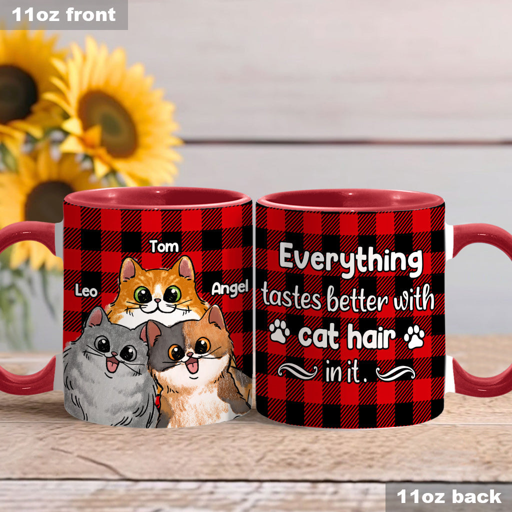 Tout est meilleur avec des poils de chat ou de chien ! – Mug personnalisé à motif chat