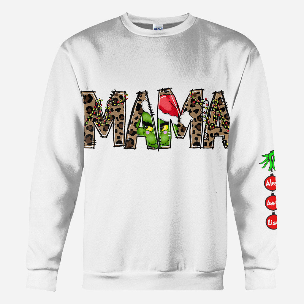 Sweat à capuche de Noël personnalisé pour maman - T-shirt de Noël personnalisé avec étole intégrale