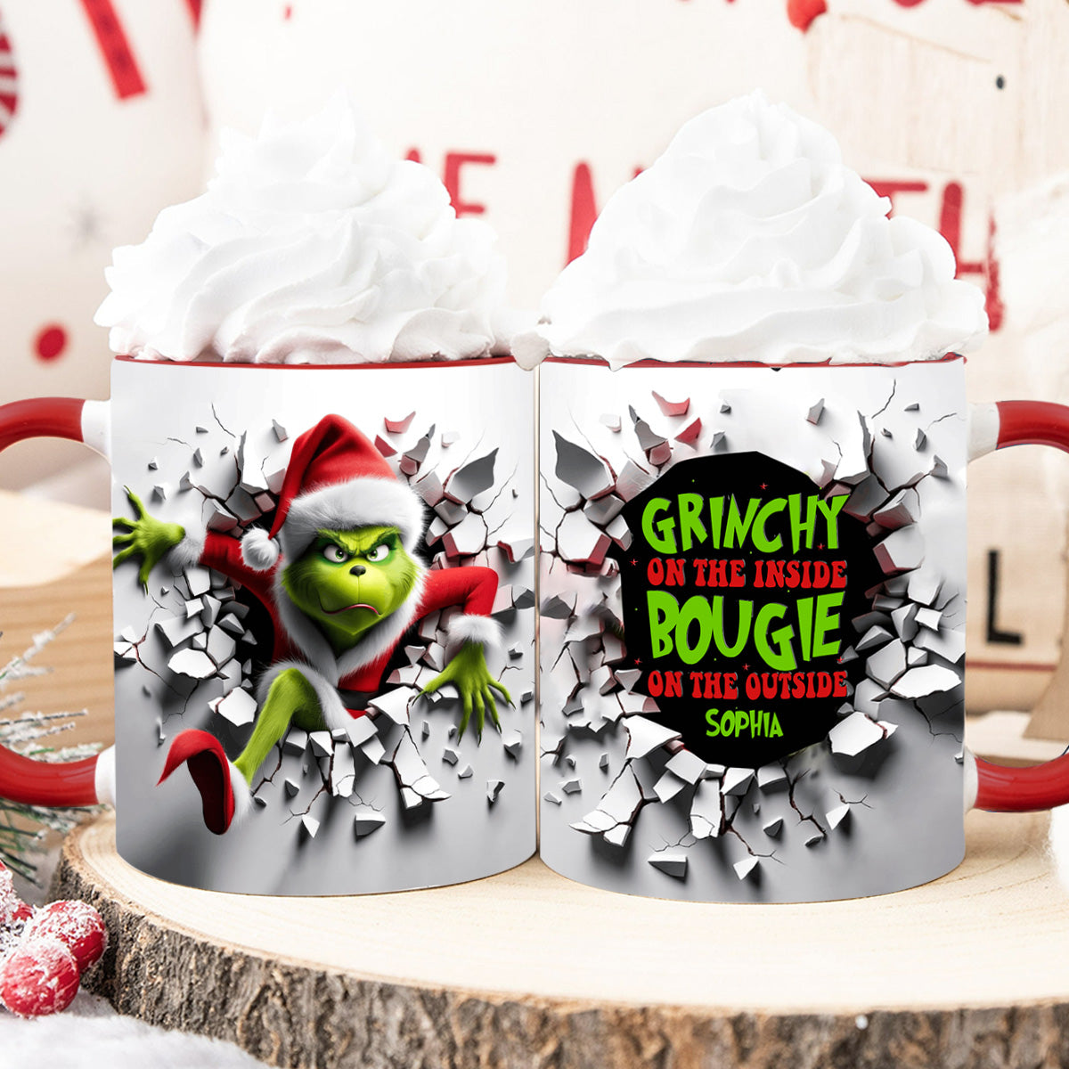 Grinchy On The Inside - Personalized Stole Christmas Accent Mug