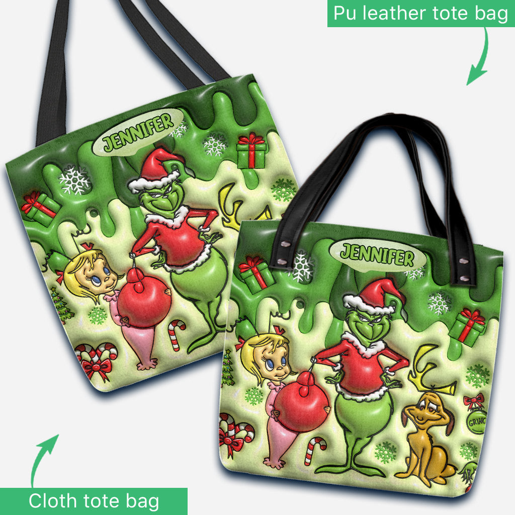 Joyeux Grinchmas - Sac fourre-tout de Noël personnalisé avec étole