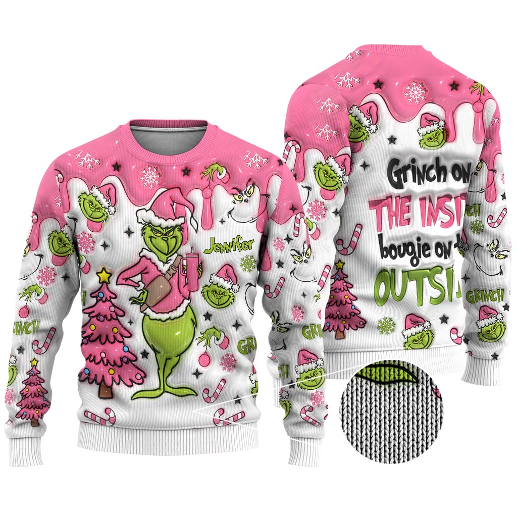 Grinch à l'intérieur - Étole de Noël personnalisée Pull moche