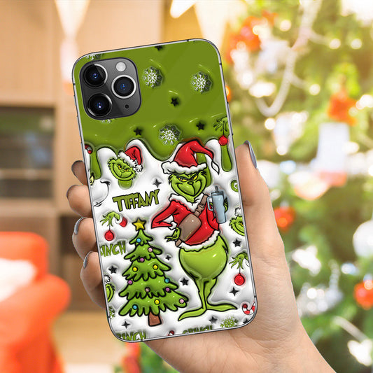 Joyeux Grinchmas - Coque de téléphone personnalisée avec étole de Noël