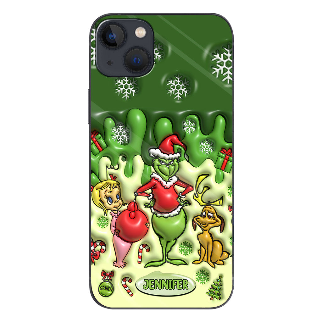 Joyeux Grinchmas - Coque de téléphone personnalisée avec étole de Noël