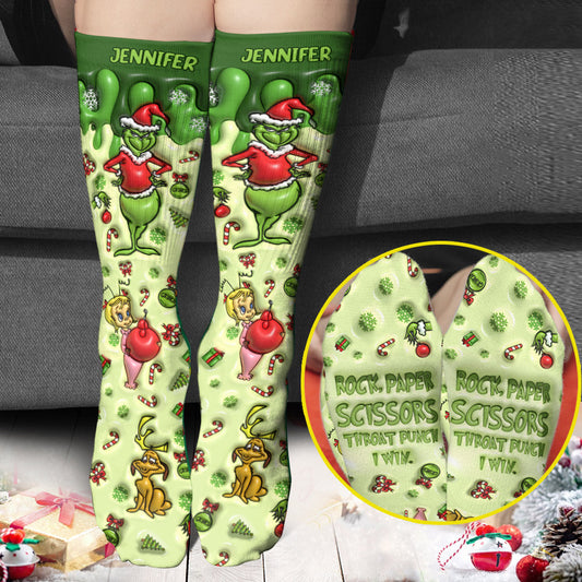 Rock Paper Scissors - Personalized Stole Christmas Socks
