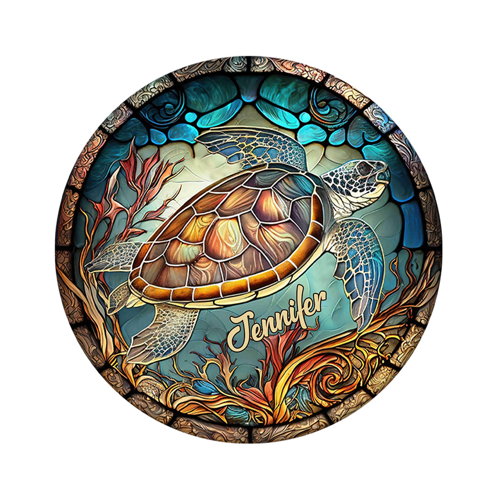 J'adore les tortues ! Paillasson personnalisé en forme de tortue